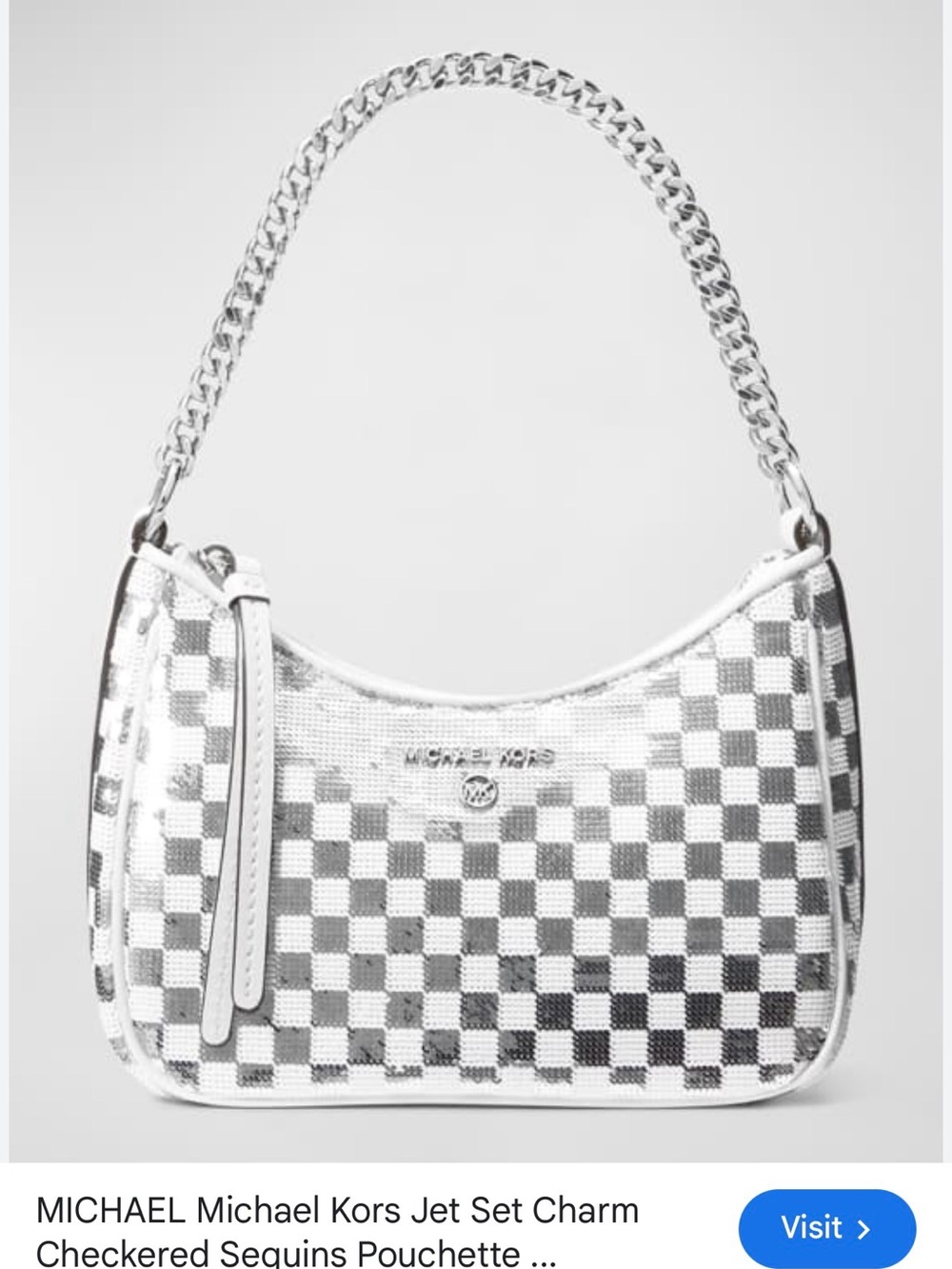 MICHAEL Michael Kors Optic White and Silver Shoulder Bag NWT Jet Set - Picture 4 of 6